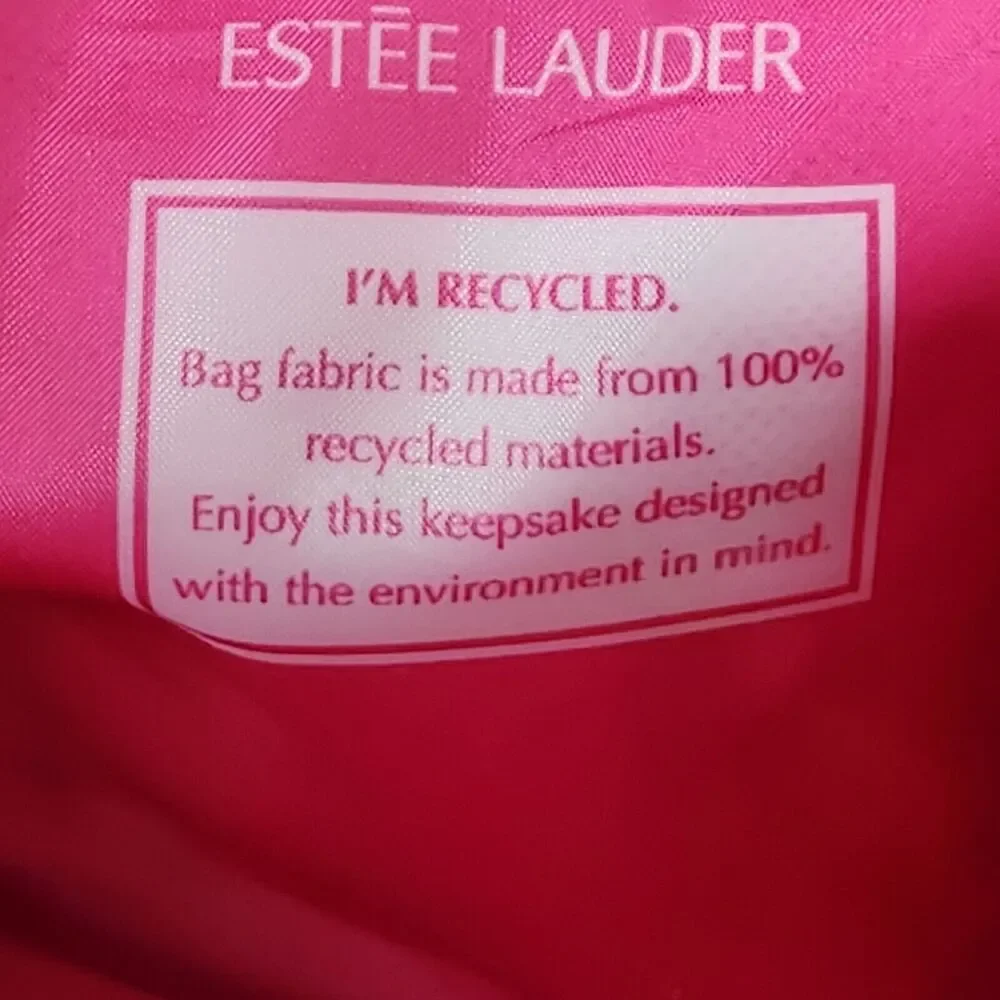 Estee‎ Lauder Pink Tassel Printed Cosmetic Makeup Bag zipper tassel travel pink